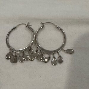 925 Elegant Silver Hoop Dangling Earrings